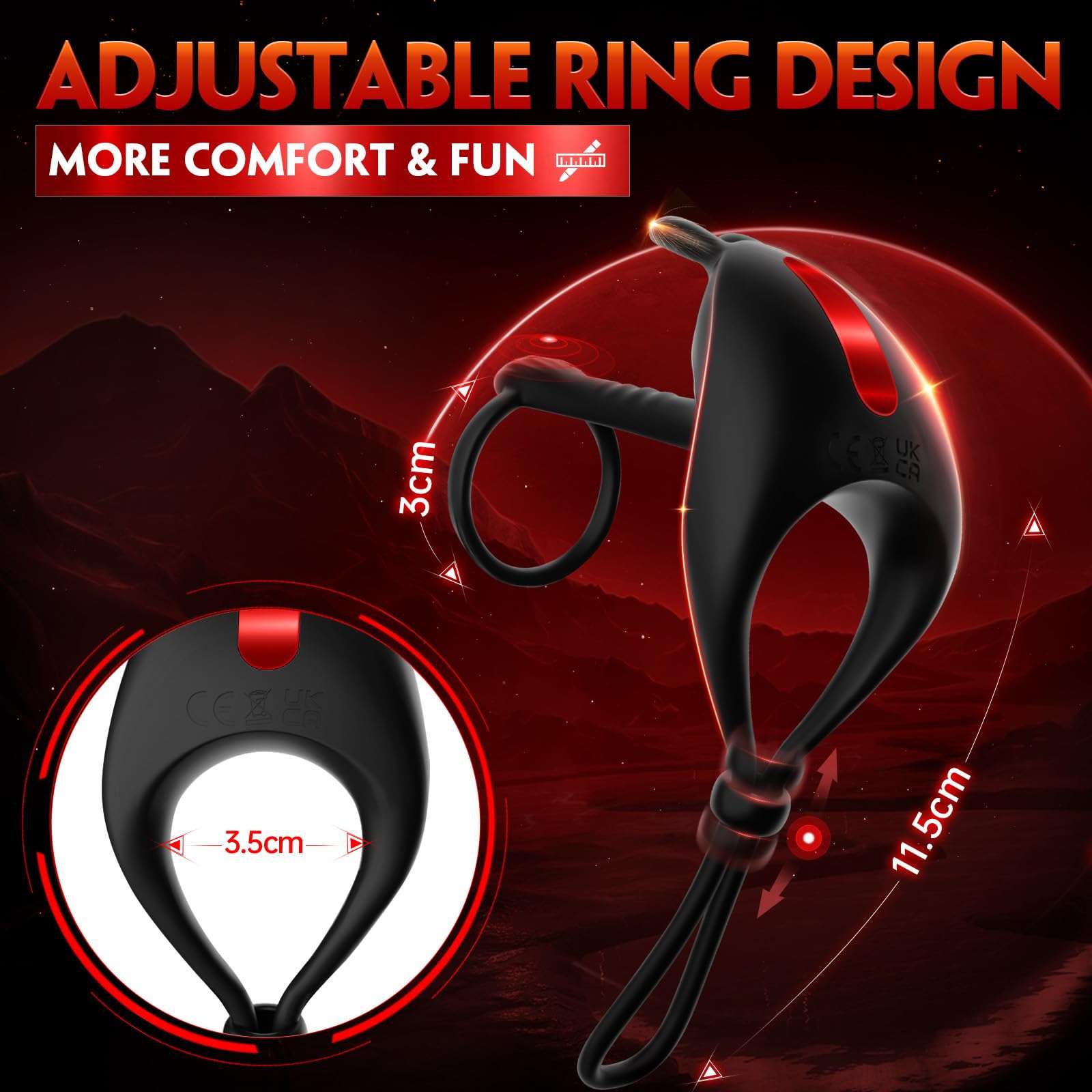 EdenSexToy -Bunny RIng Vibrating Cock Ring with 2 Penis Ring Penis Sleeve Mens Sex Toys