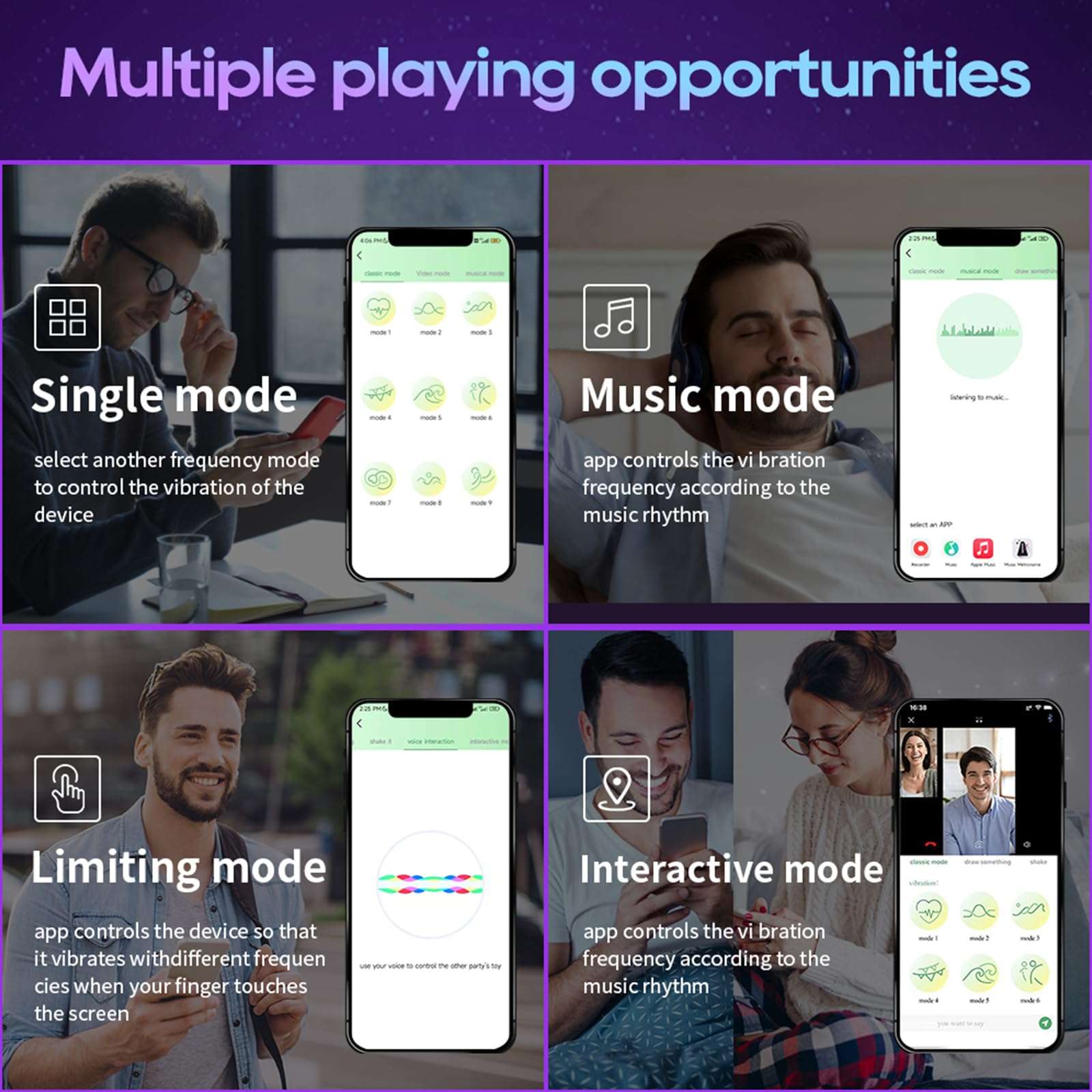 EdenSexToy - Vibrating Cock Ring with APP, Triangular Penis Ring with 10 Vibration Modes