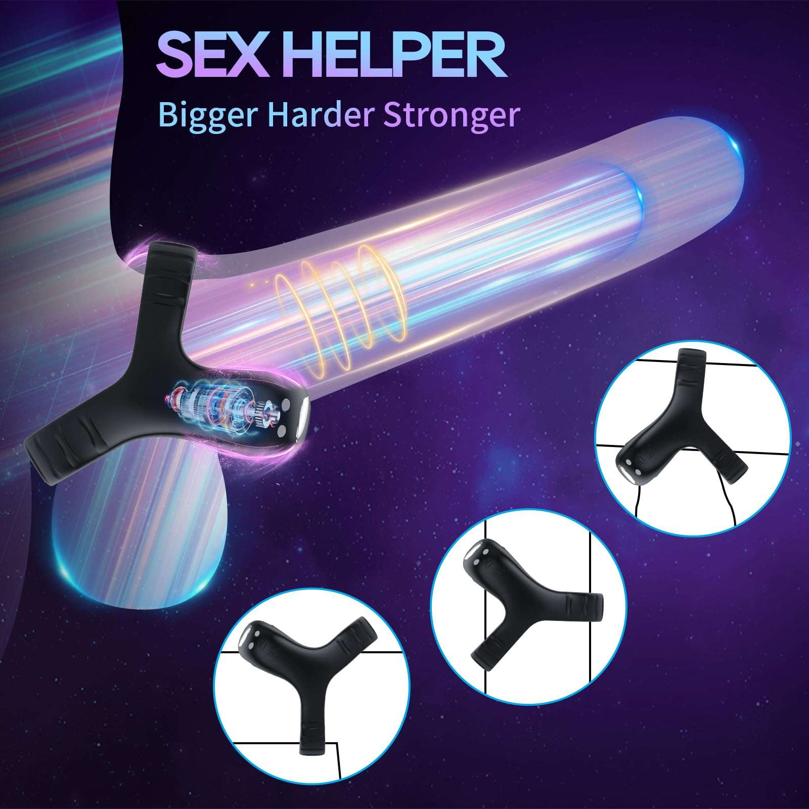 EdenSexToy - Vibrating Cock Ring with APP, Triangular Penis Ring with 10 Vibration Modes