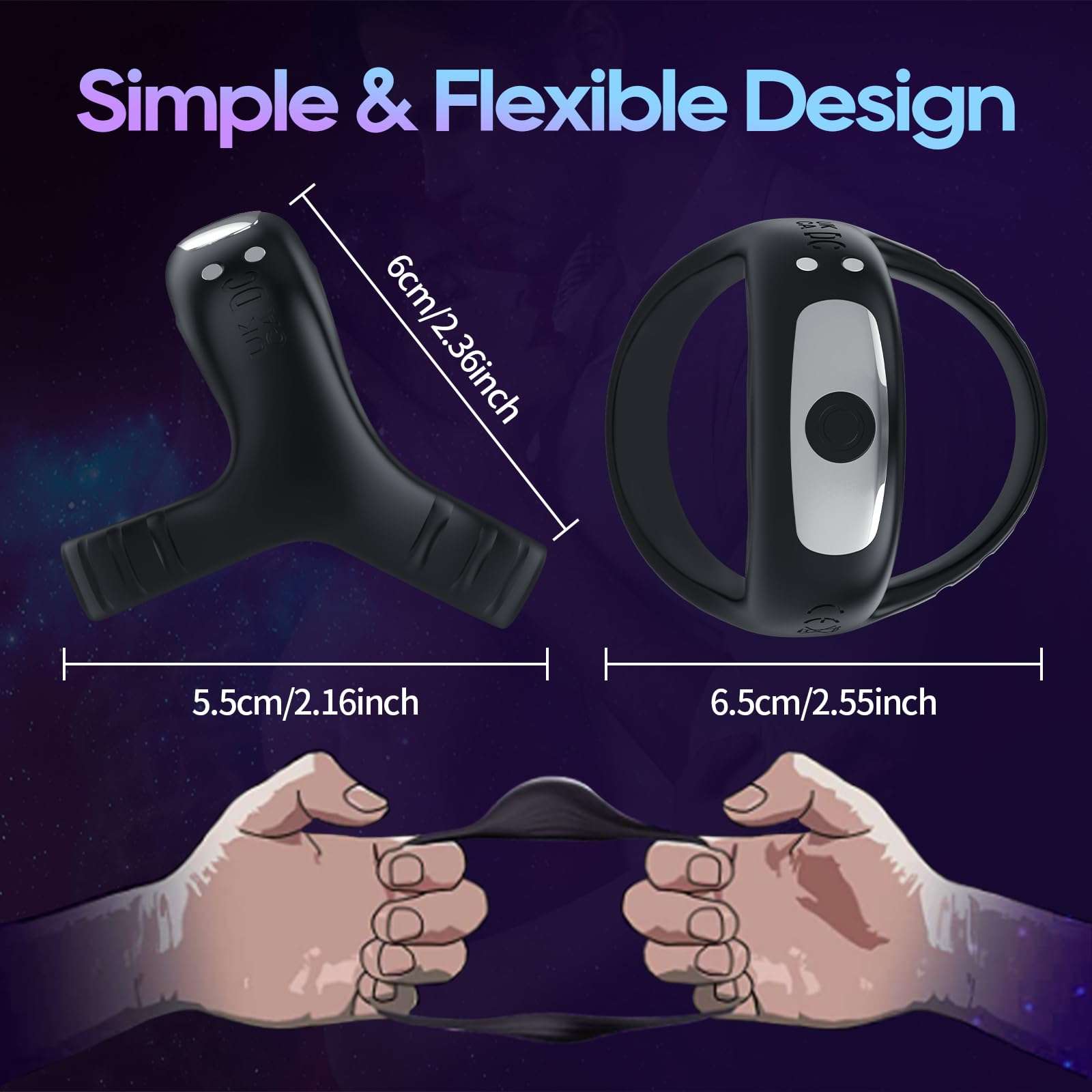 EdenSexToy - Vibrating Cock Ring with APP, Triangular Penis Ring with 10 Vibration Modes