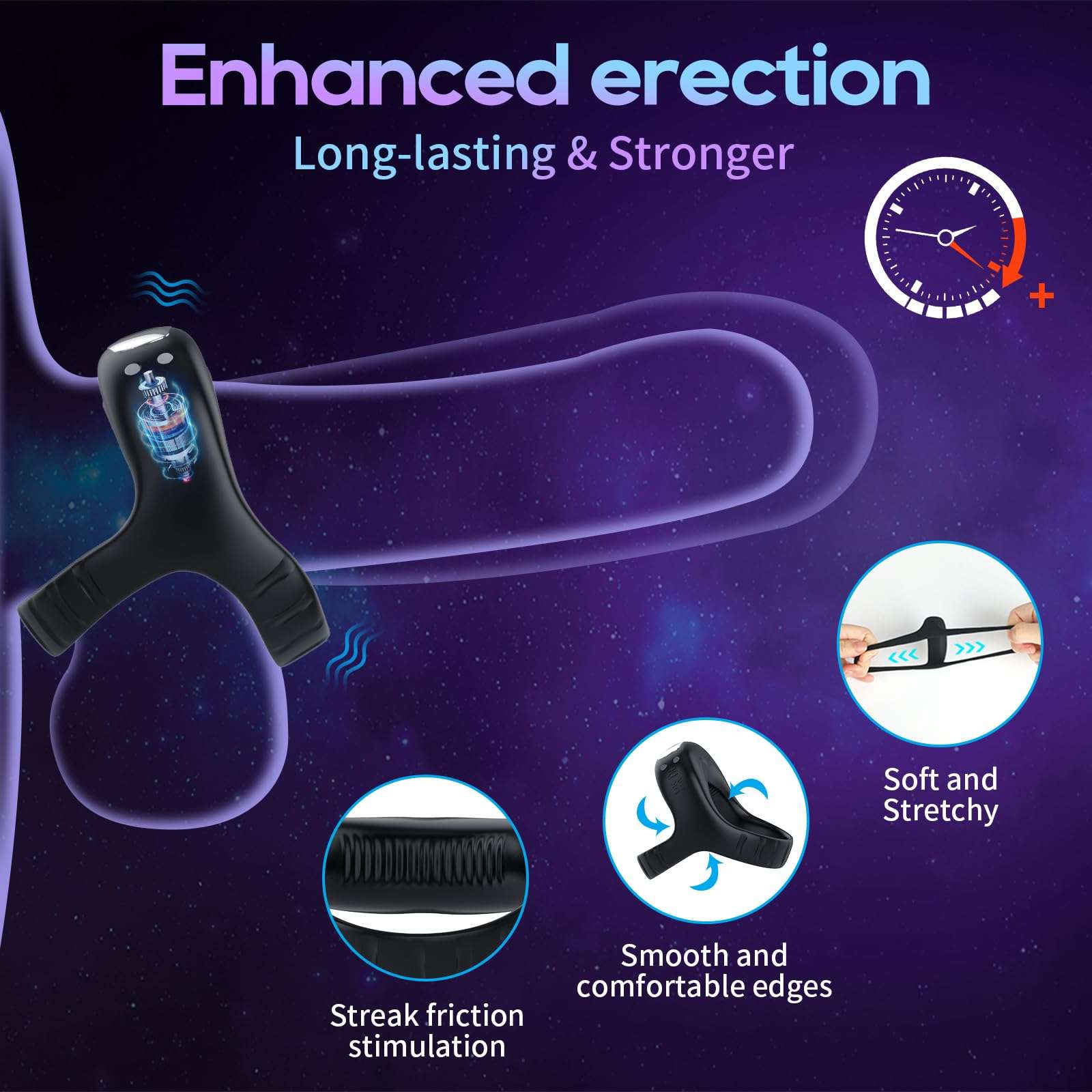 EdenSexToy - Vibrating Cock Ring with APP, Triangular Penis Ring with 10 Vibration Modes