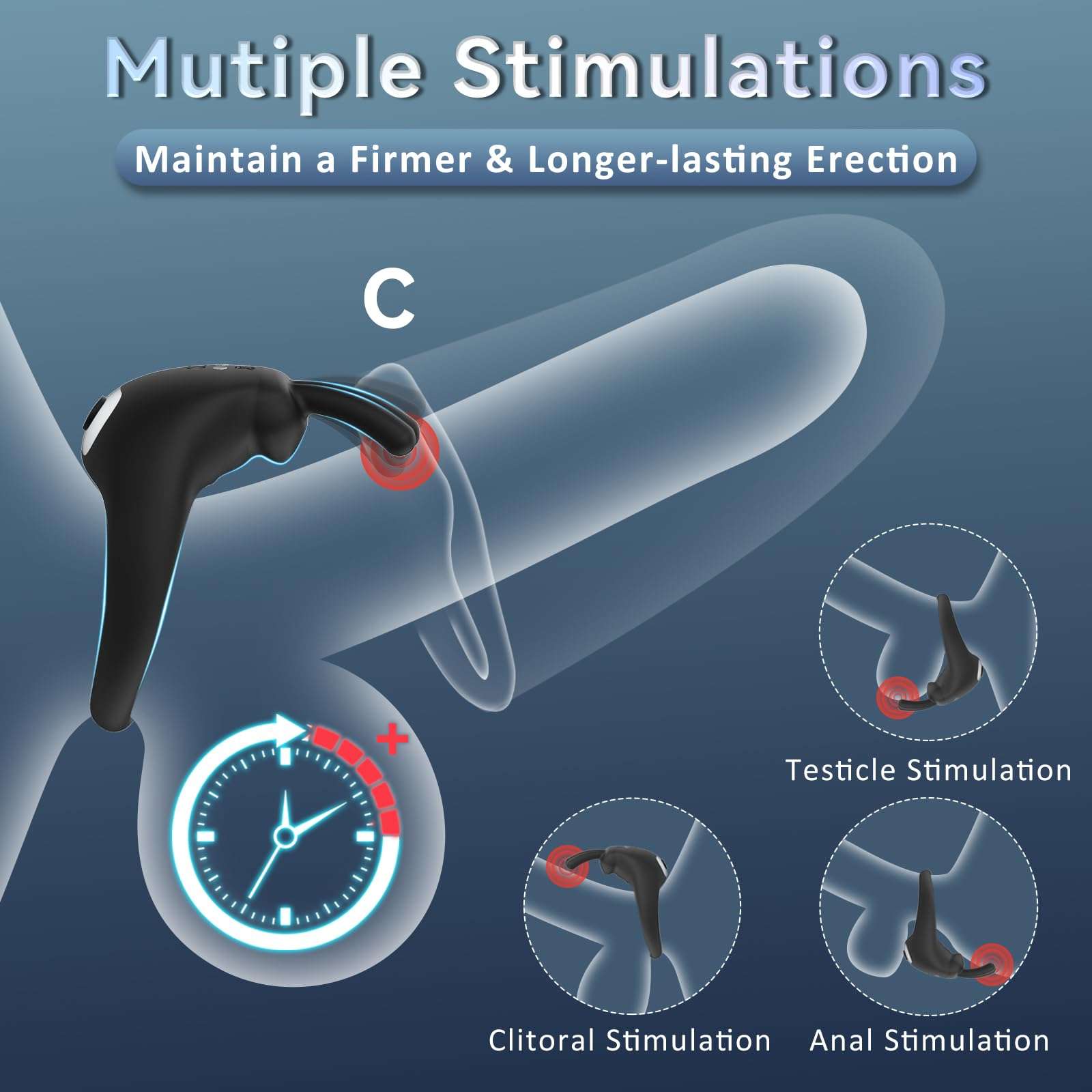 EdenSexToy - Rabbit Vibrating Cock Ring Adult Sex Toys with Clitoral Vibrator