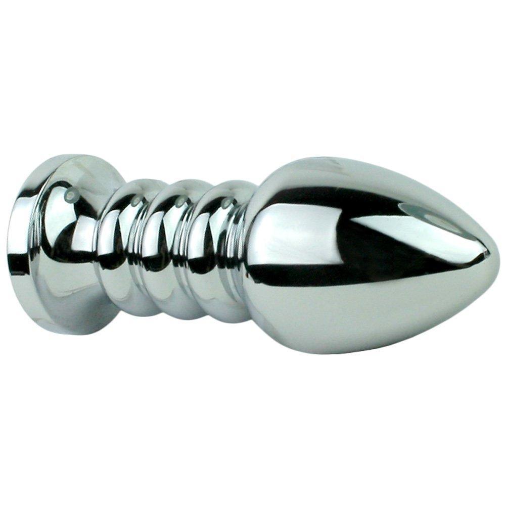 Blue Jewel Rippled Metal Booty Plug - Available in 3 Sizes! - Sexdoll.Sex