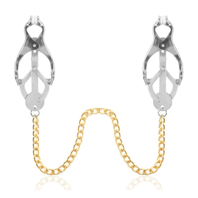 Extreme Pinch Chained Metal Clover Nipple Clamps - INTENSE Nipple Play - Sexdoll.Sex
