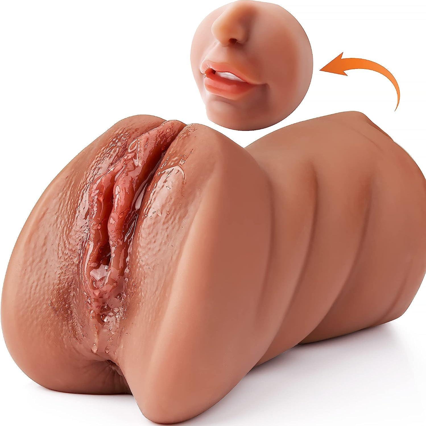 3-in-1 Realistic Pocket Pussy Male Masturbator - Lifelike Face Sex Doll - Sexdoll.Sex