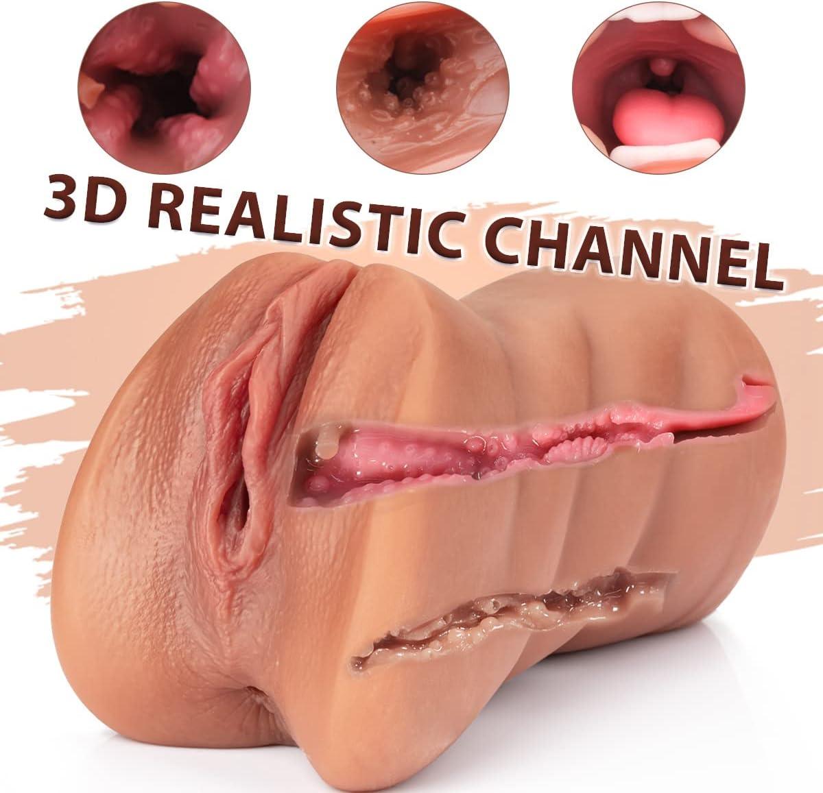 3-in-1 Realistic Pocket Pussy Male Masturbator - Lifelike Face Sex Doll - Sexdoll.Sex