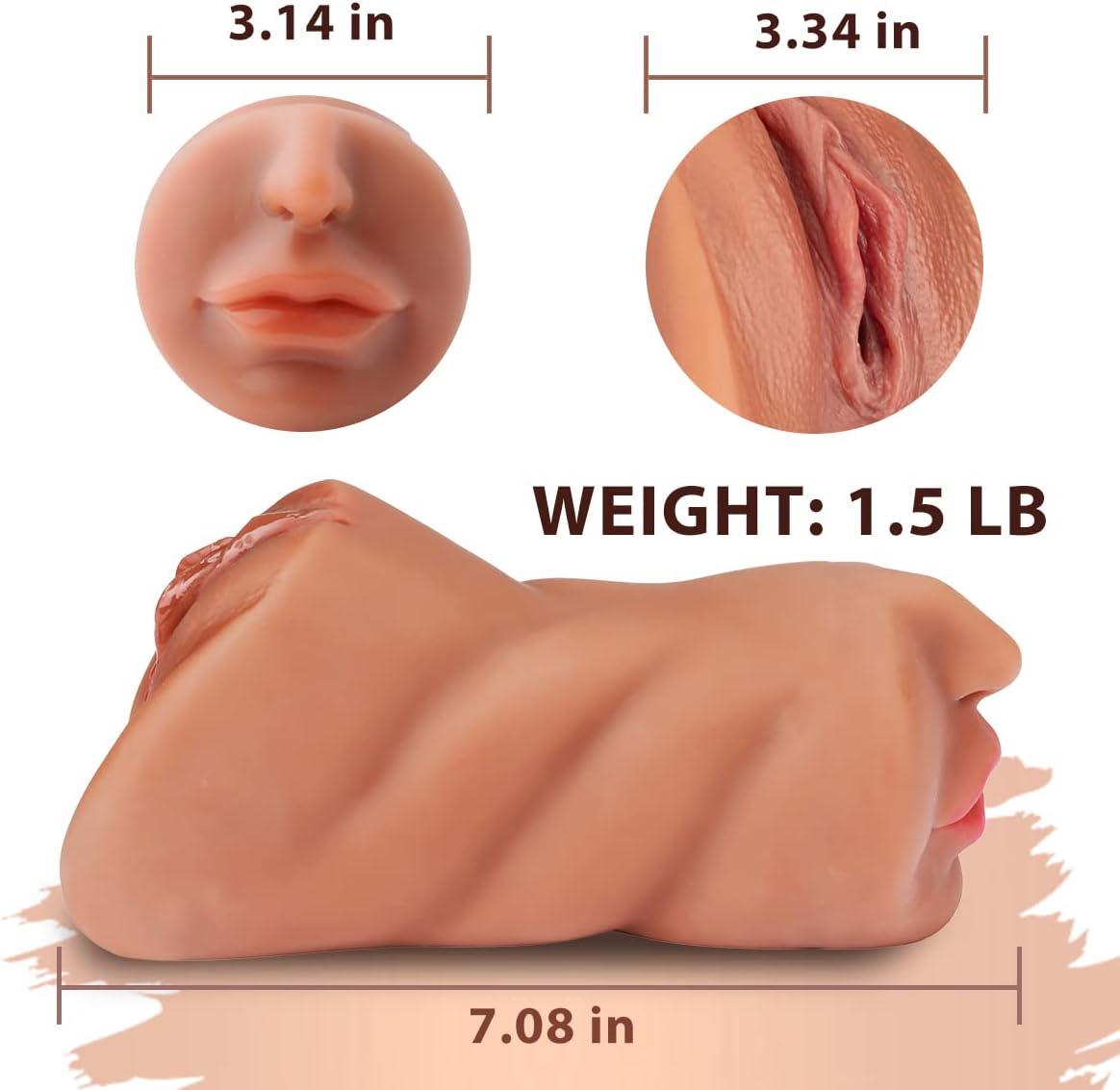3-in-1 Realistic Pocket Pussy Male Masturbator - Lifelike Face Sex Doll - Sexdoll.Sex