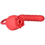 Air Pulse Rose and Ribbed Dildo Vibrator - Dual Pleasure Toy - Sexdoll.Sex