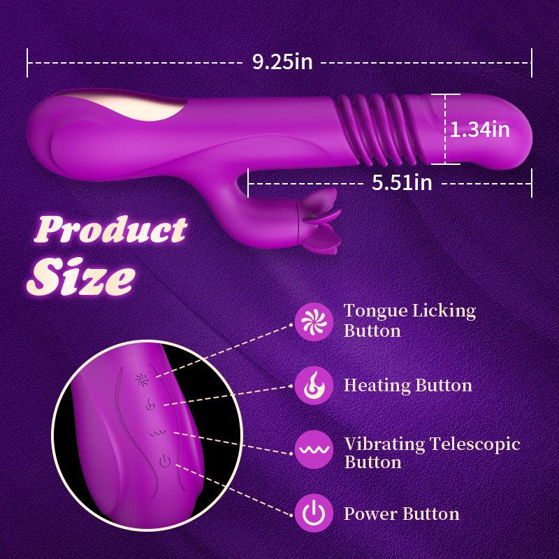 Aiya - 7 Rotating 3 Vibration Telescopic Heating Vibrator for Clitoral and G-spot Stimulation - Sexdoll.Sex