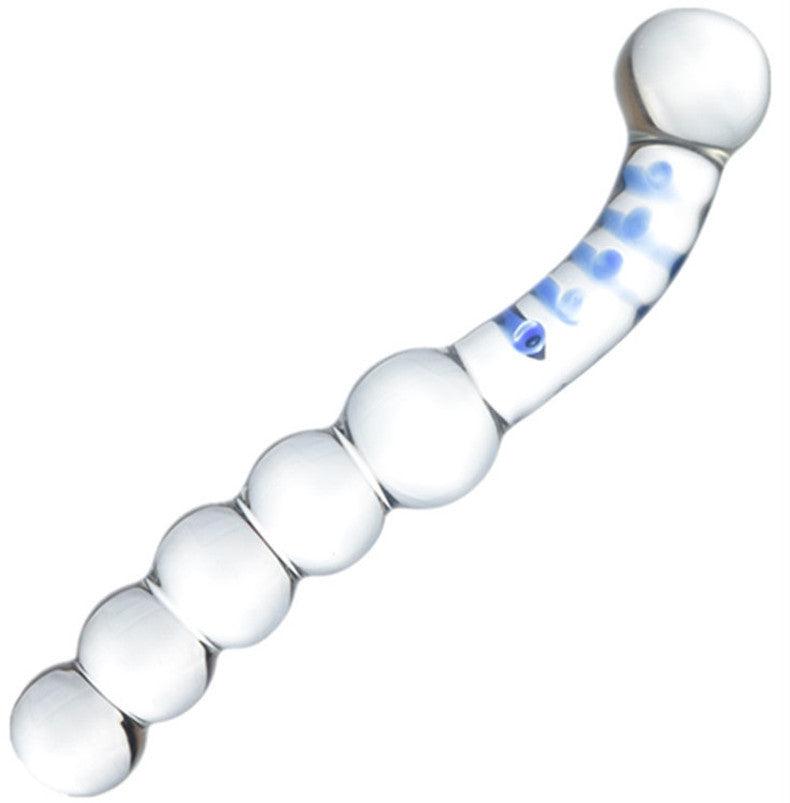 Beaded and Curved Glass Dildo for G-Spot and P-Spot Stimulation - Sexdoll.Sex