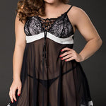 Flirty Plus-Size Babydoll with Lace Details - Sexdoll.Sex