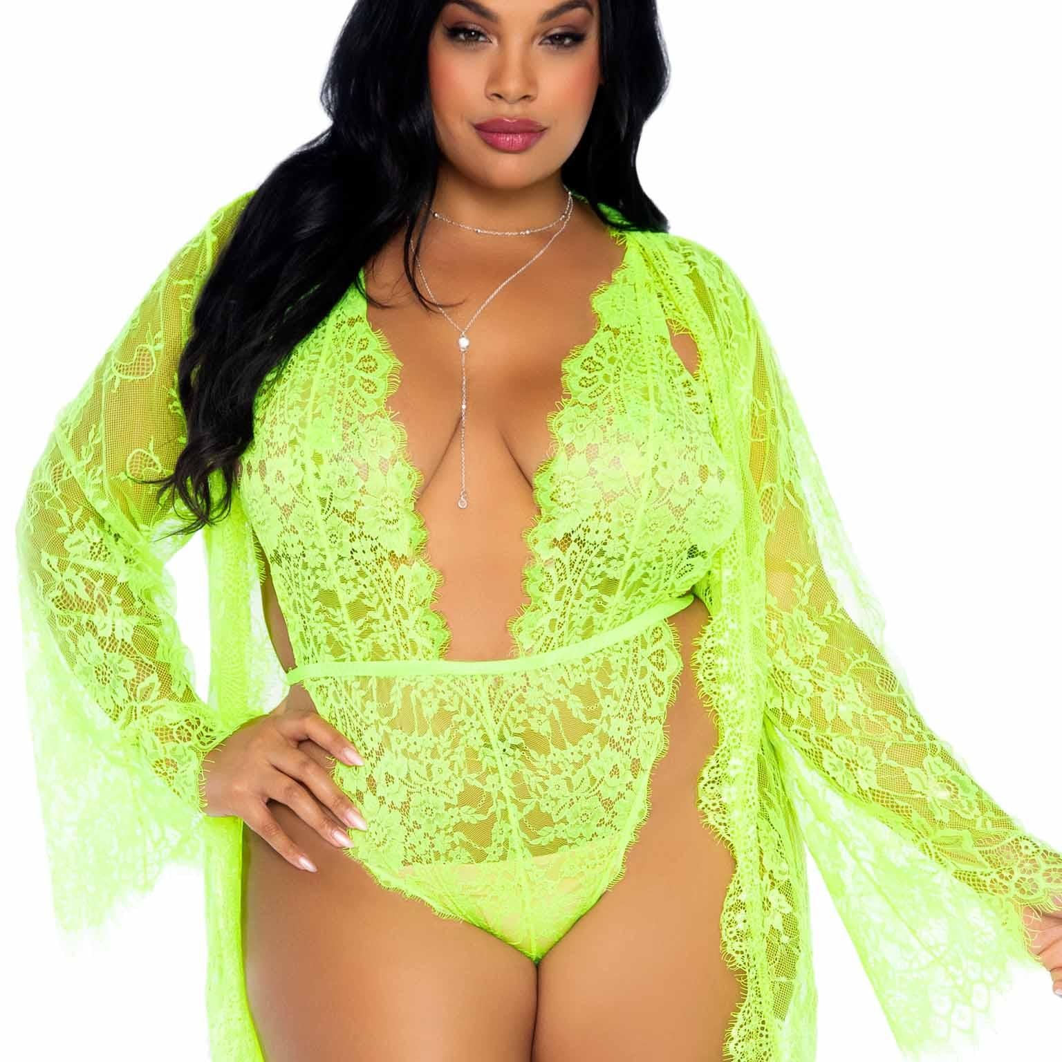 Floral Lace Teddy and Robe Set - Multiple Colors and Sizes Available! - Sexdoll.Sex