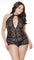 Lace Crotchless Teddy With Choker - Sexdoll.Sex