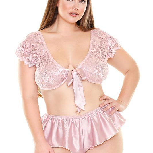Norah Tie Front Top & Flutter Panty Lingerie Set - Sexdoll.Sex