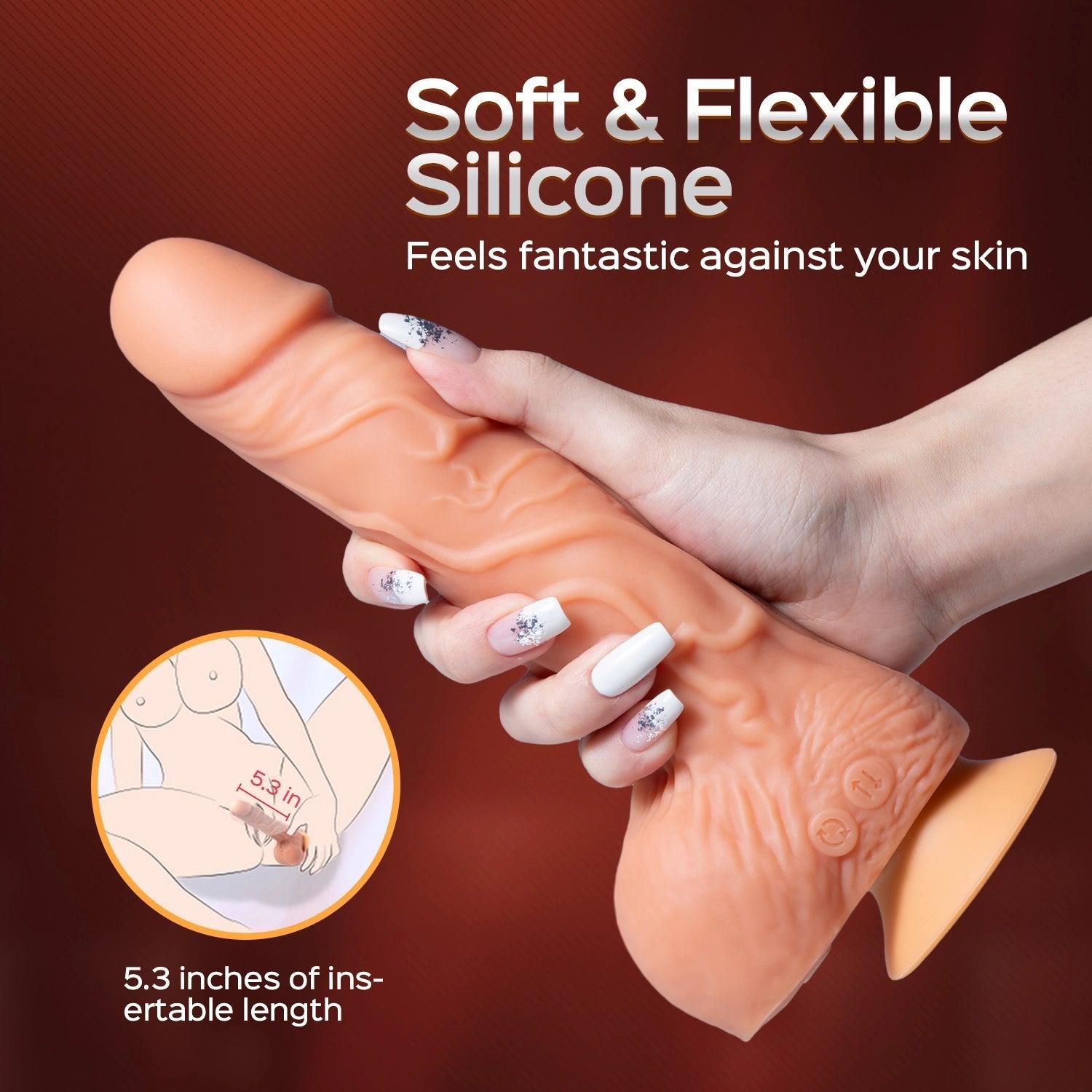 Owen - 8 Inch Remote Control Thrusting Realistic Dildo with Rotating Beads - Sexdoll.Sex