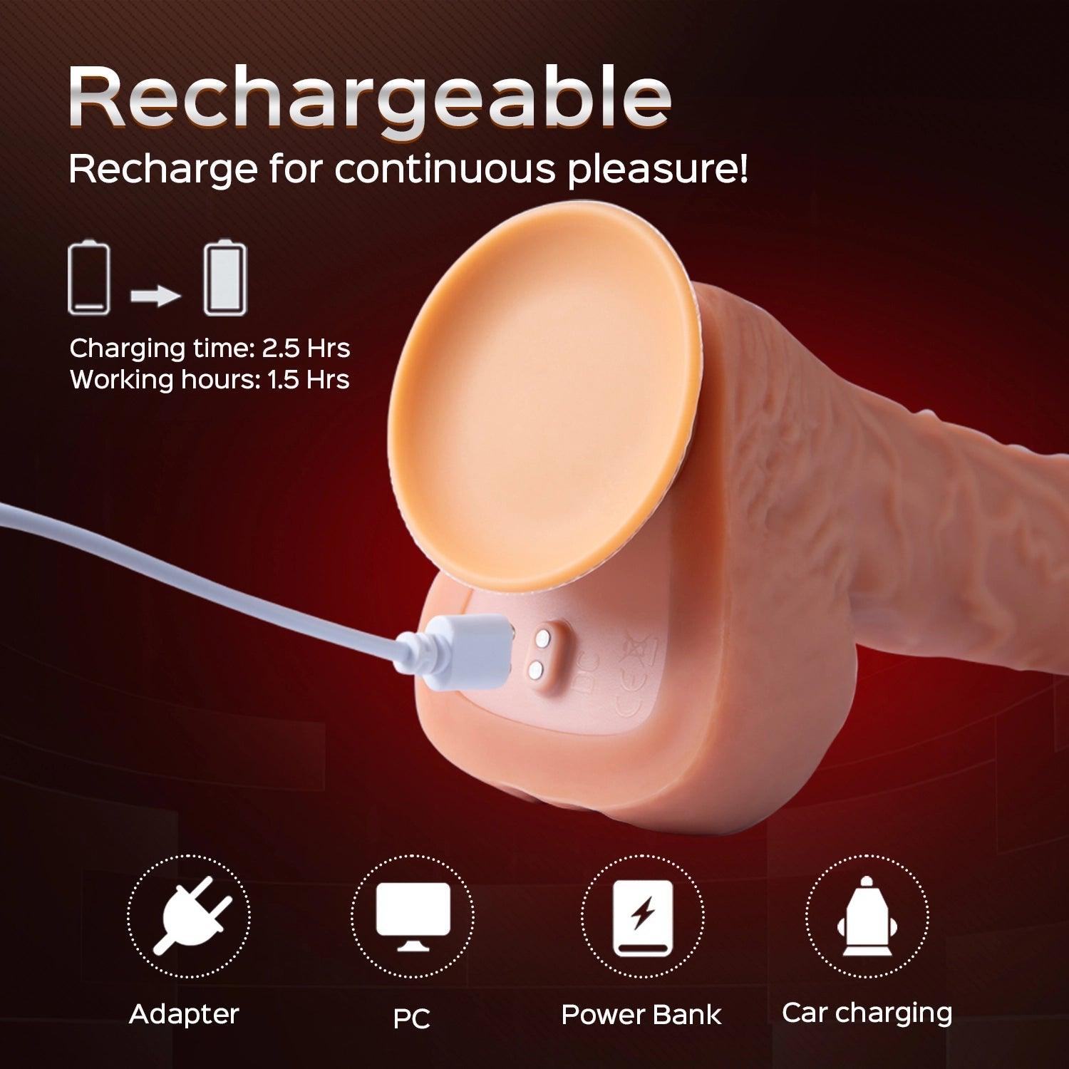 Owen - 8 Inch Remote Control Thrusting Realistic Dildo with Rotating Beads - Sexdoll.Sex