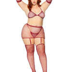 Rhinestone Fishnet 5-Piece Lingerie Set - Multiple Colors Available! - Sexdoll.Sex
