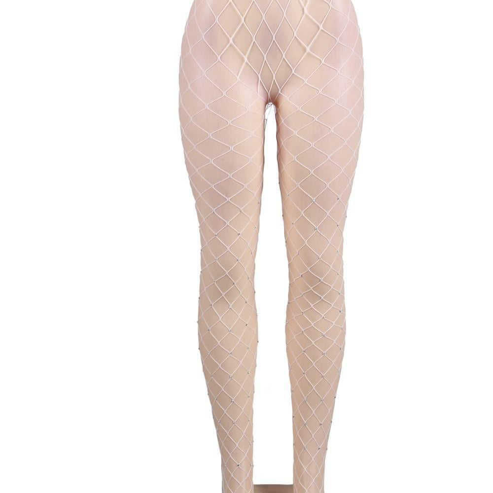 Rhinestone Net Pantyhose - One Size Fits Most - Sexdoll.Sex