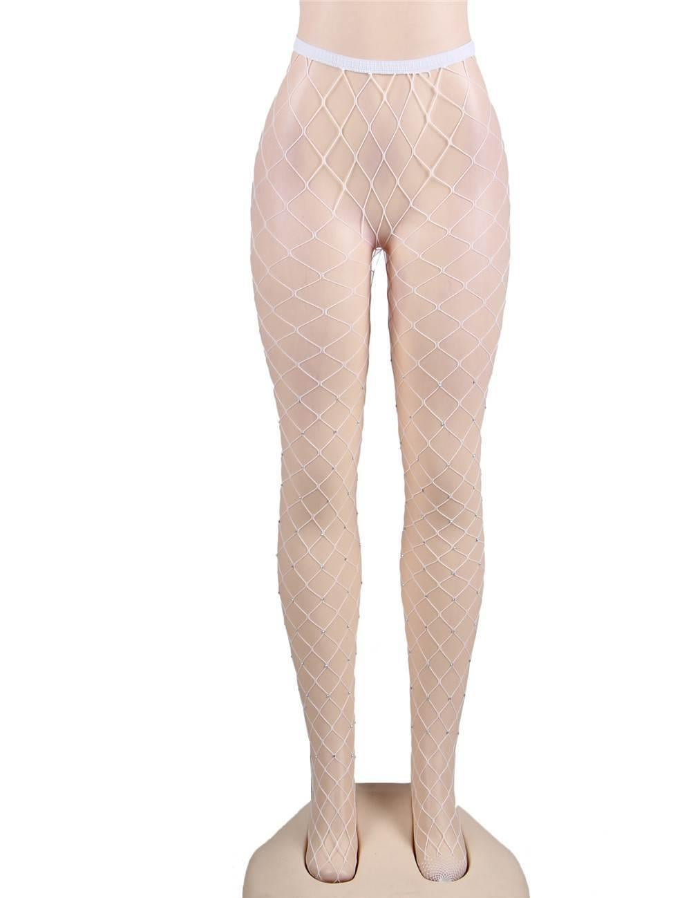 Rhinestone Net Pantyhose - One Size Fits Most - Sexdoll.Sex