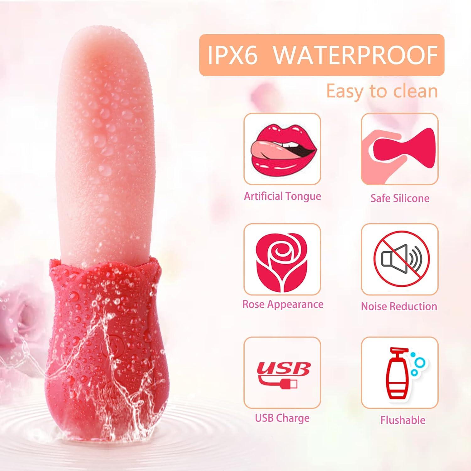 Rose Tongue Vibrator - 10 Modes Clitoral G Spot Stimulator for Women - Sexdoll.Sex