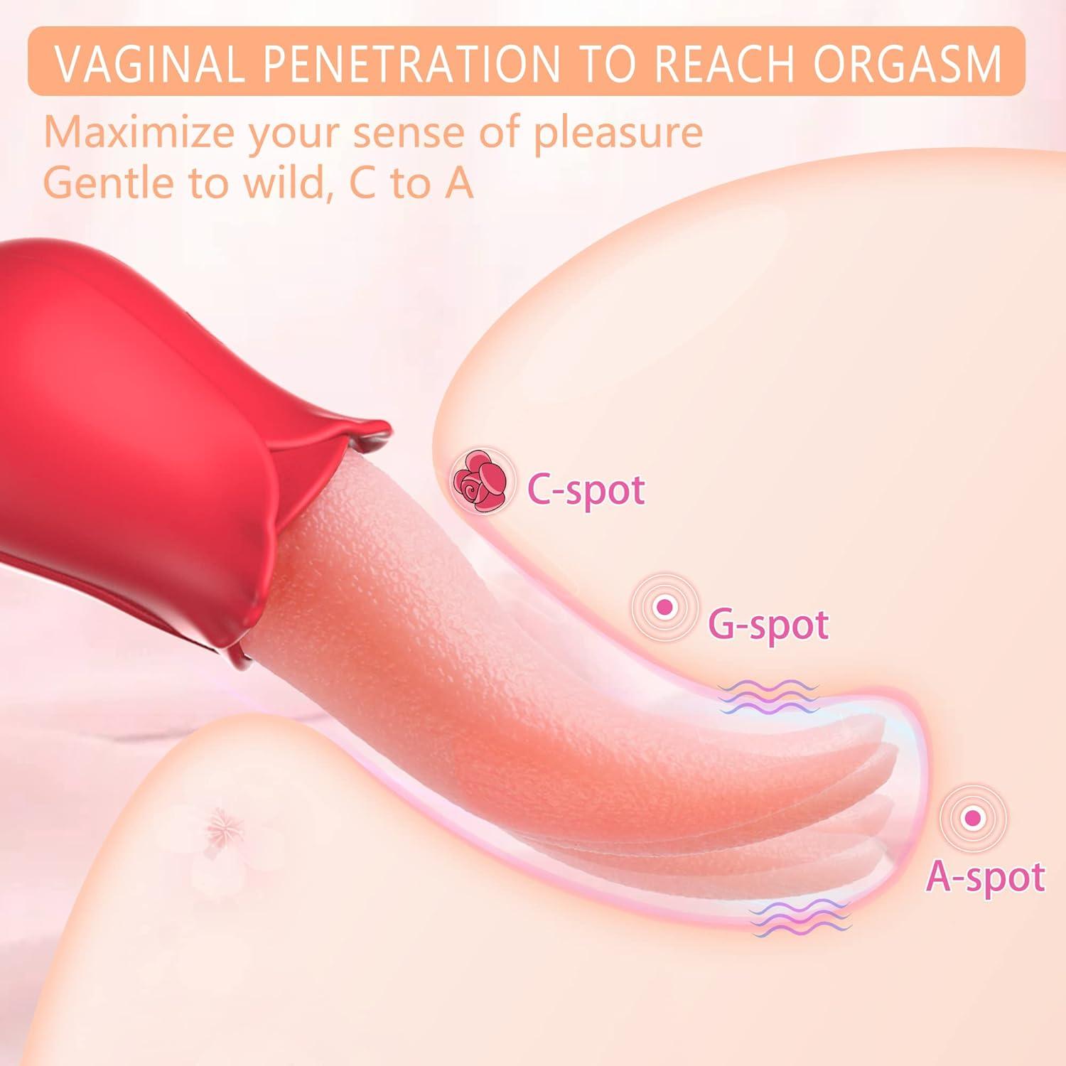 Rose Tongue Vibrator - 10 Modes Clitoral G Spot Stimulator for Women - Sexdoll.Sex