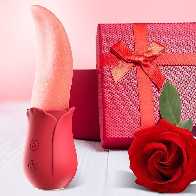 Rose Tongue Vibrator - 10 Modes Clitoral G Spot Stimulator for Women - Sexdoll.Sex