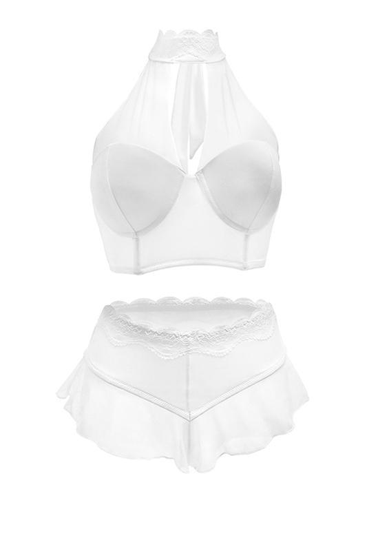 Ruffled Mesh High Waist Lingerie Set - Sizes Small-3x Available - Sexdoll.Sex