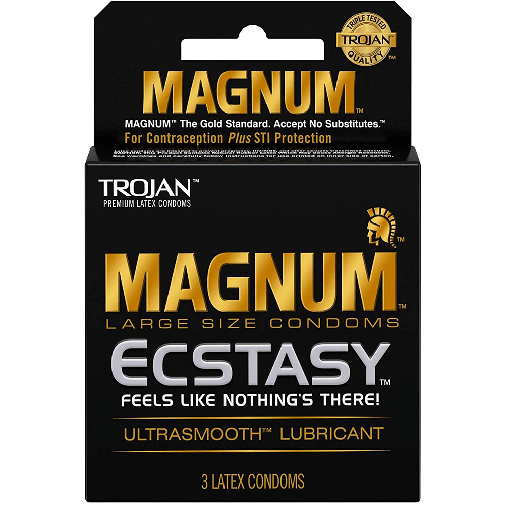 Trojan Magnum Ecstasy Large Size Lubricated Condoms - 3 Pack - Sexdoll.Sex
